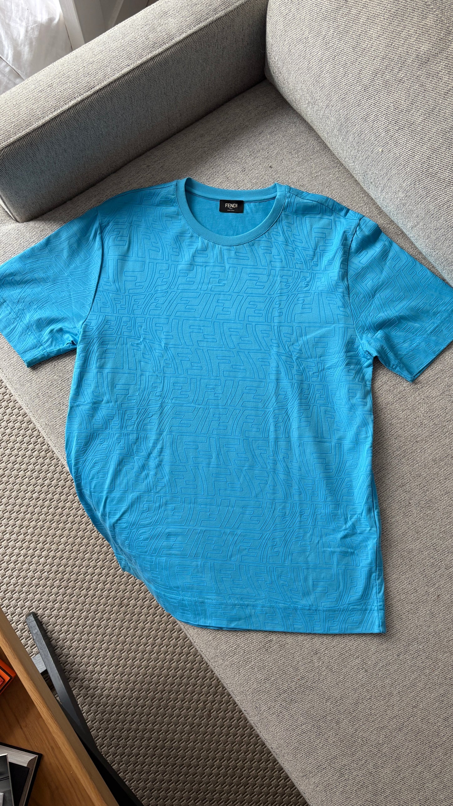 Fendi Blue FF Logo T-Shirt – UK Small