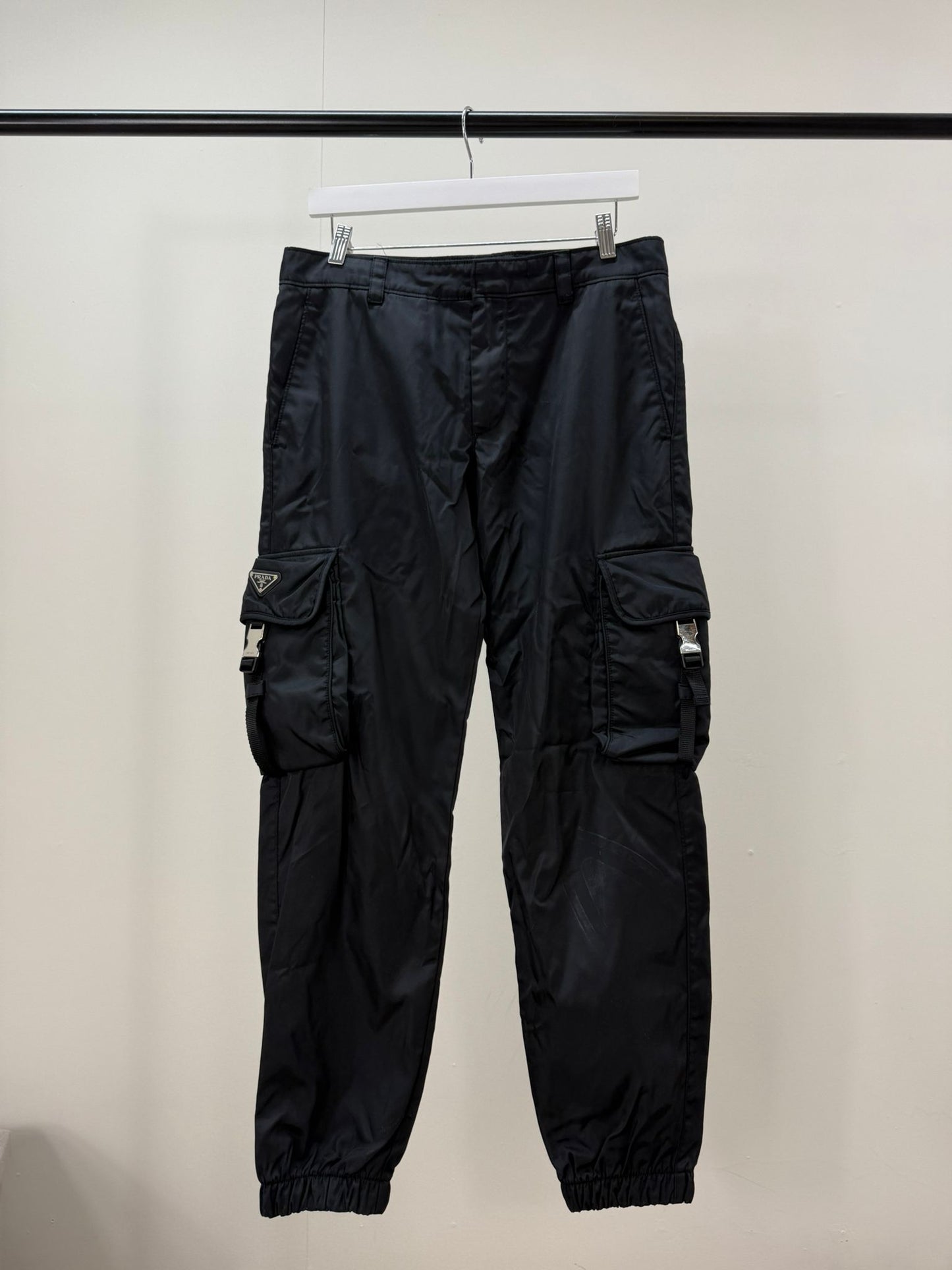 Prada Black Cargo Re-Nylon Pants -48/UK 32