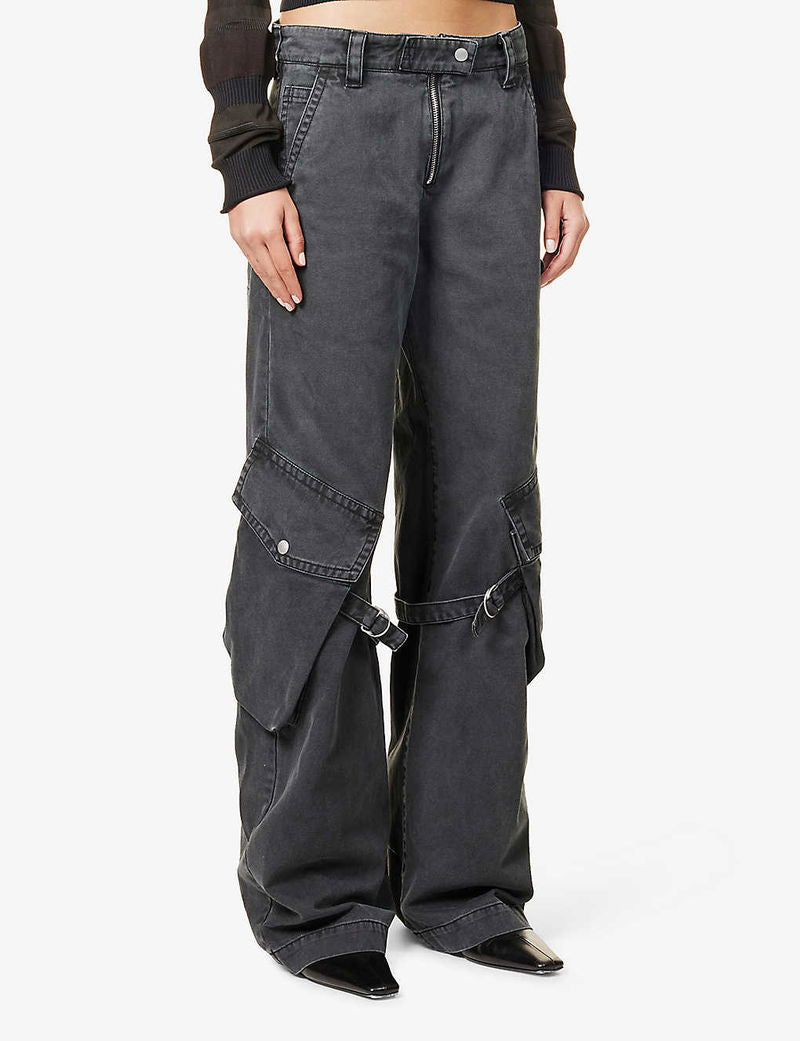 Acne Studios Black Denim Flared Combat Style Jeans - 36 (8-10)