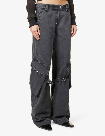 Acne Studios Black Denim Flared Combat Style Jeans - 36 (8-10)