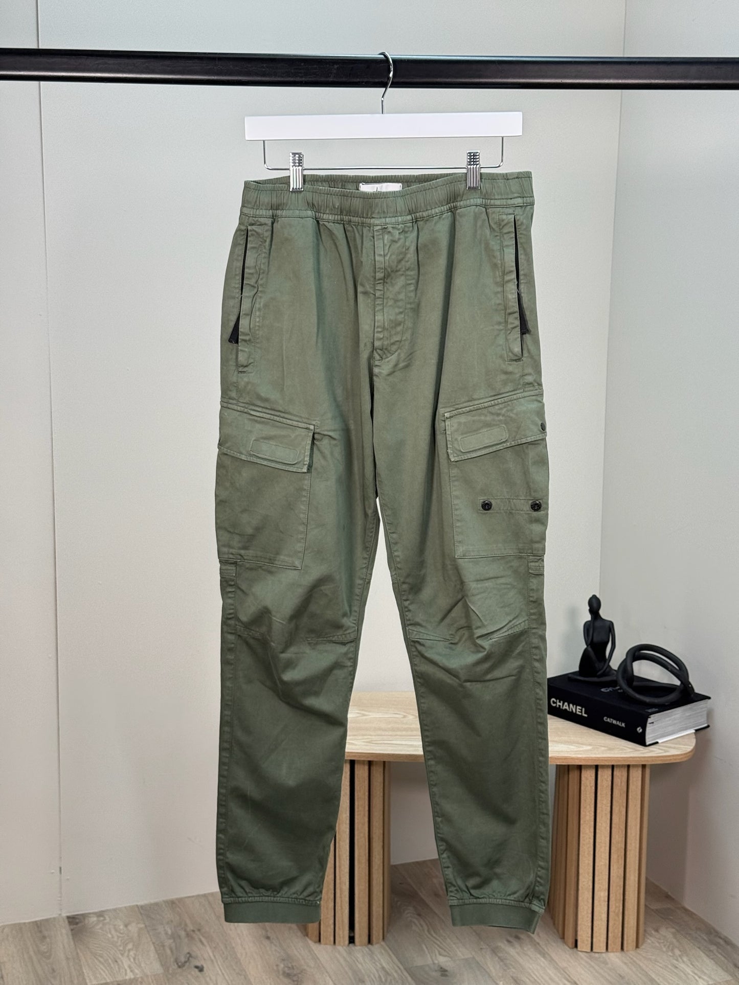 Stone Island Khaki Cargo Track Pants - 32 Waist