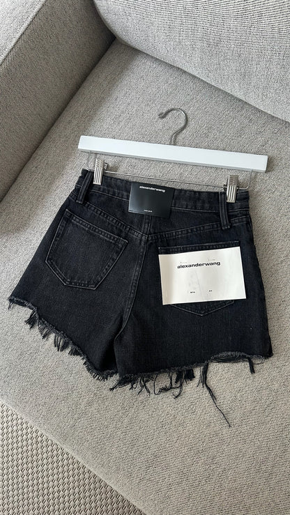 Alexander Wang Black Denim Bite Highrise Shorts-New in tags 23 XXS