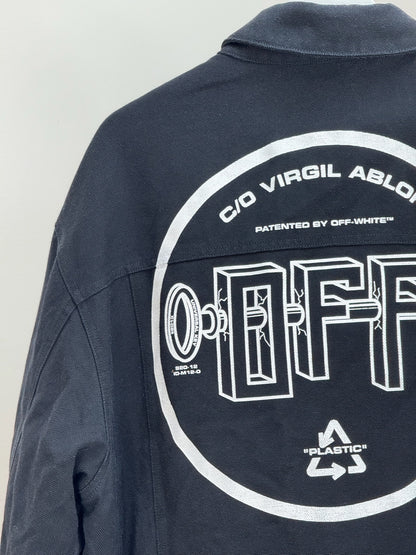 Off-White Black Denim University Key OFF- Logo Jacket - MEDIUM