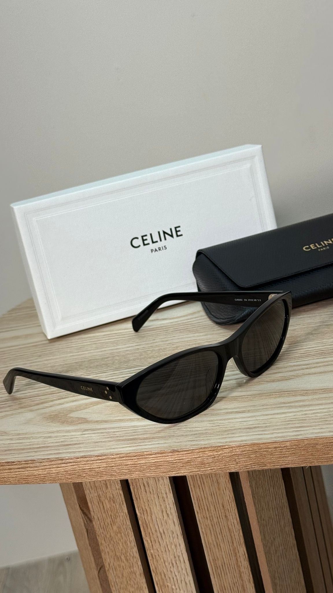 Celine Black Logo Round Slim Curved Sunglasses - One Size