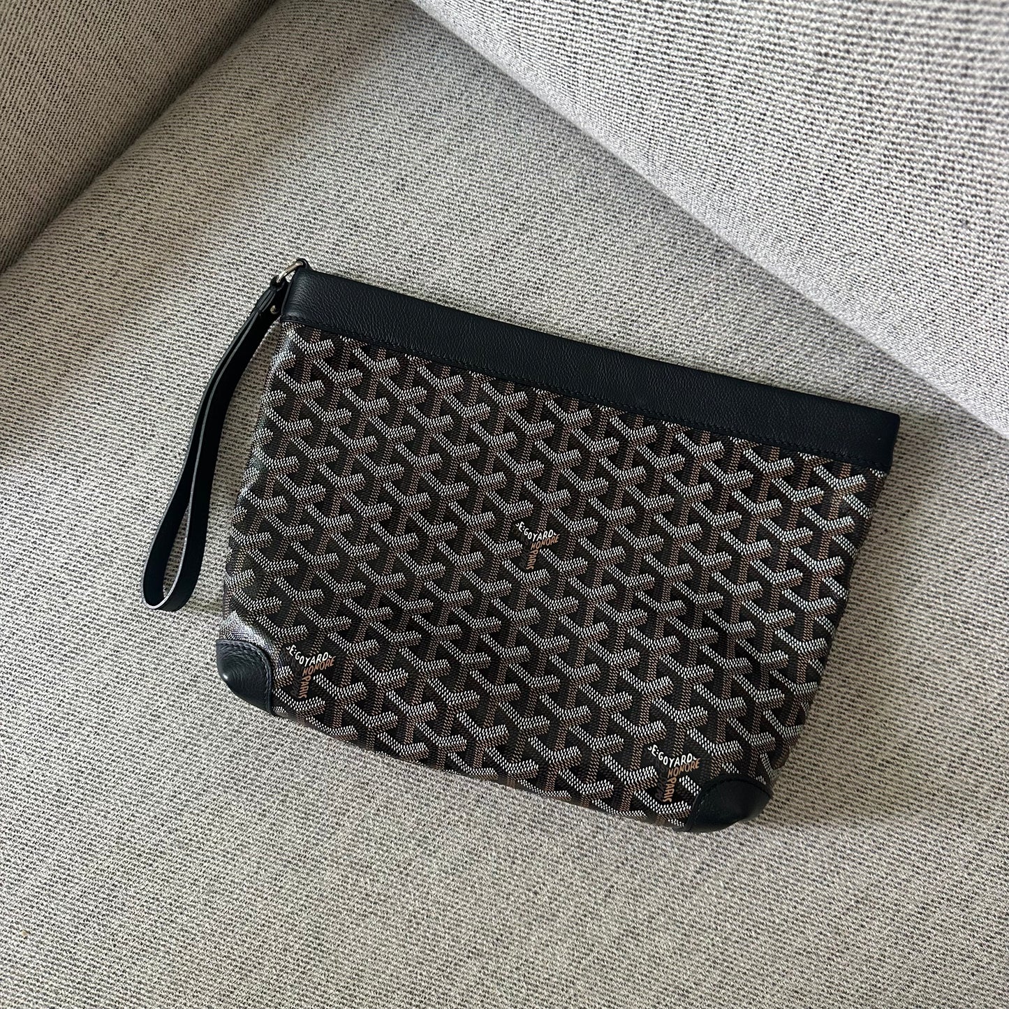 Goyard Black & brown Conti Coated Canvas clutch bag