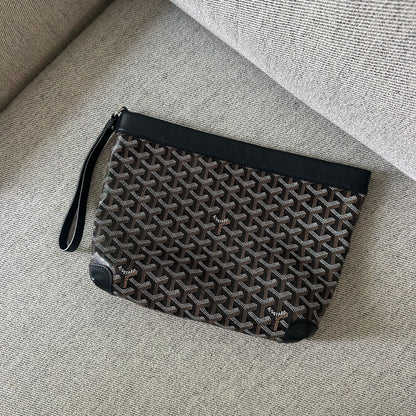 Goyard Black & brown Conti Coated Canvas clutch bag