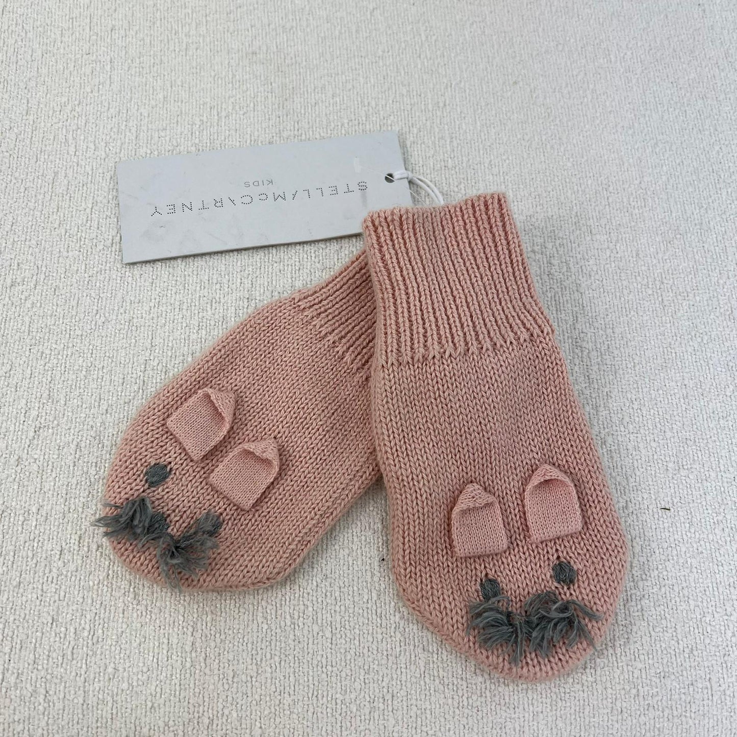 Kids Stella McCartney Pink Knitted Mittens