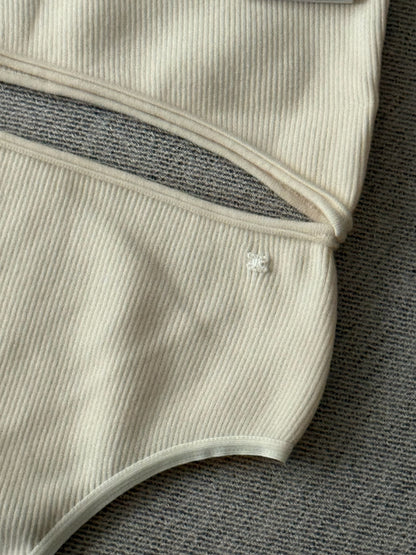 Celine Ribbed One-Shoulder Cut-Out Bodysuit - New In Tags Medium