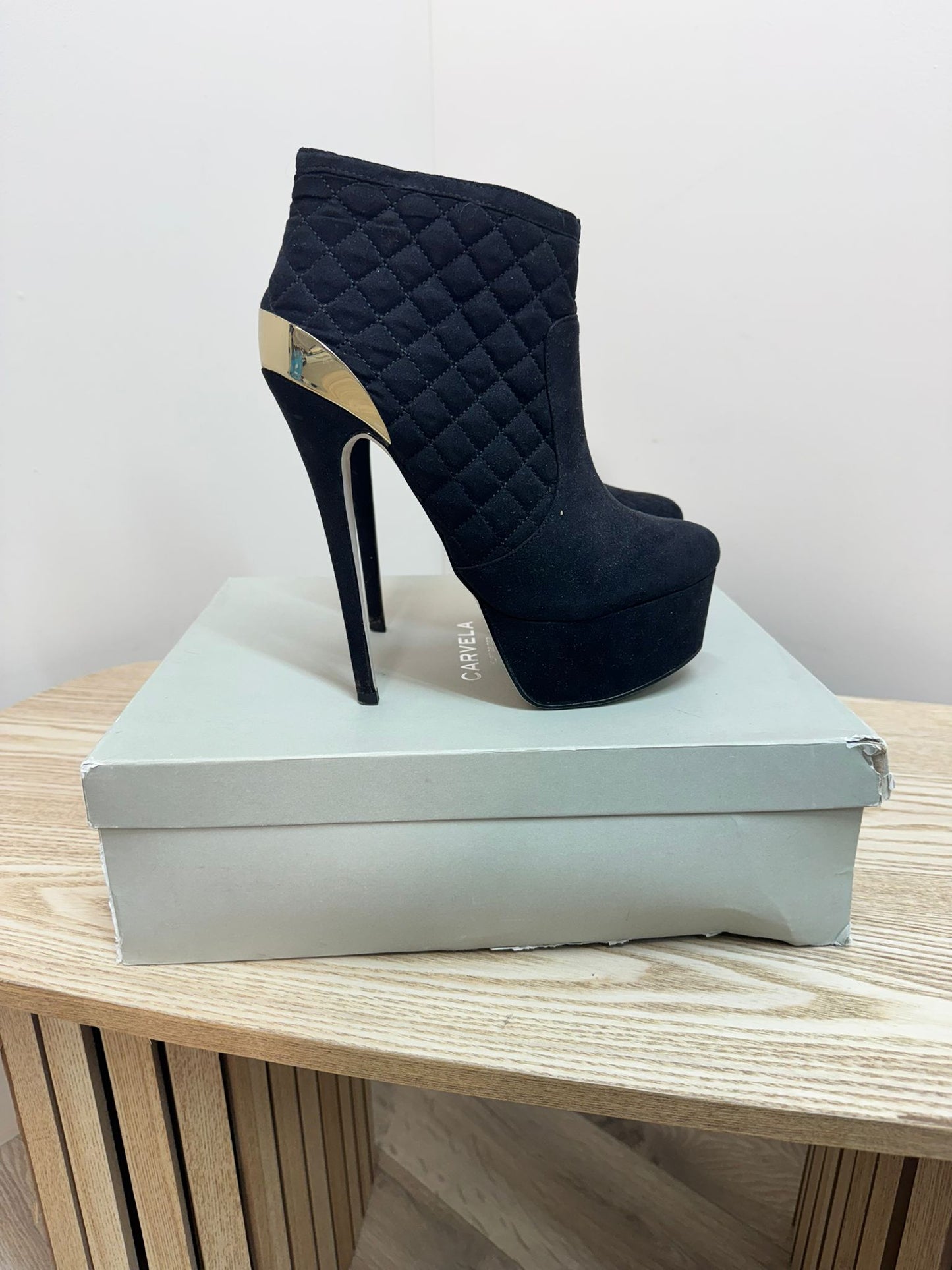 Carvela Black Quilted Ankle Boots – EU 38 / UK 5