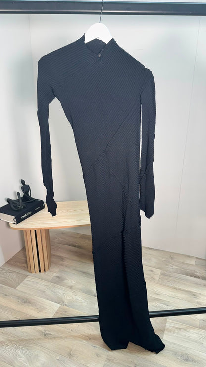 Balenciaga Black Ribbed Long Sleeve Maxi Dress – XS