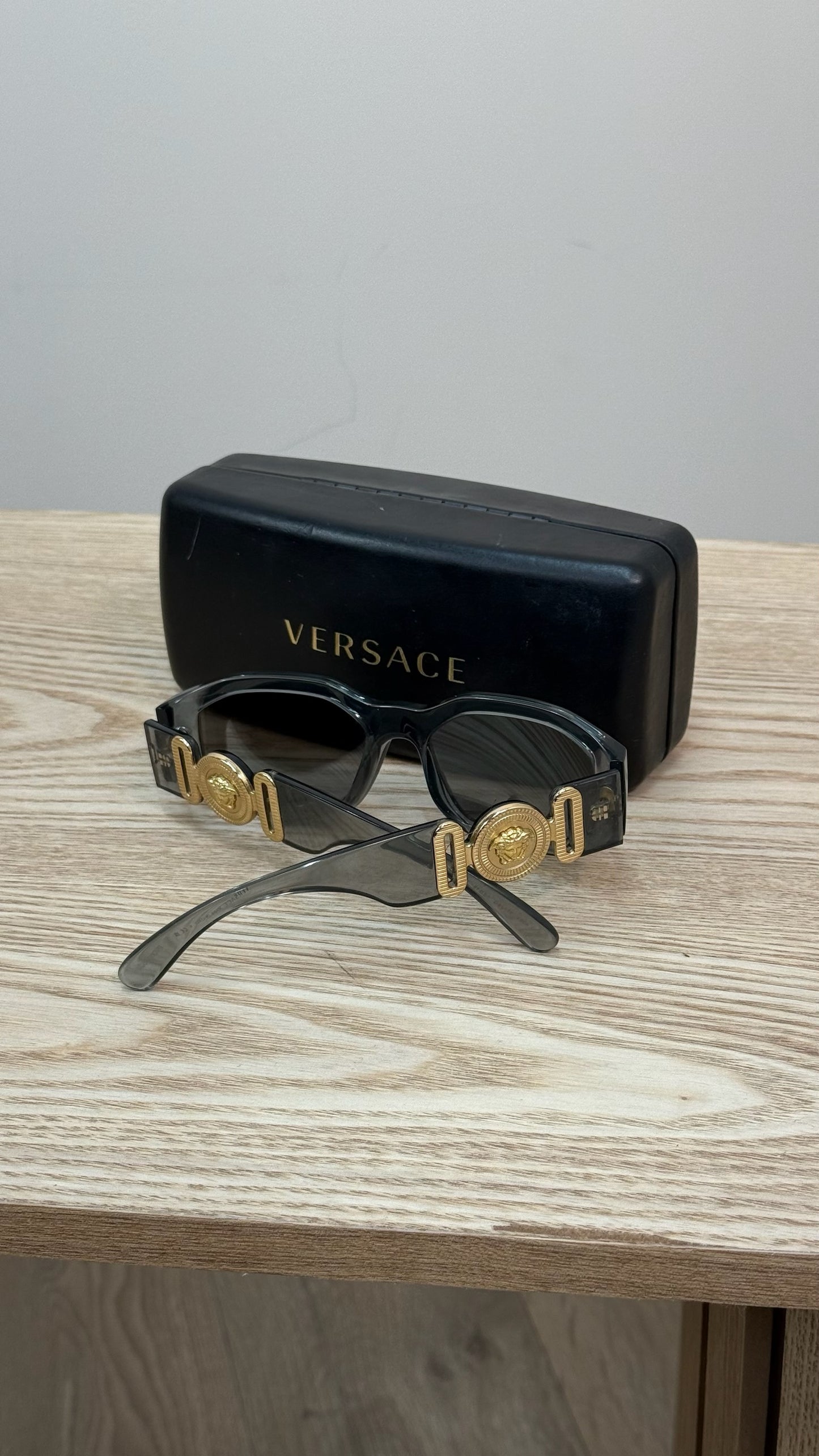 Versace Grey & Gold Hardware Sunglasses