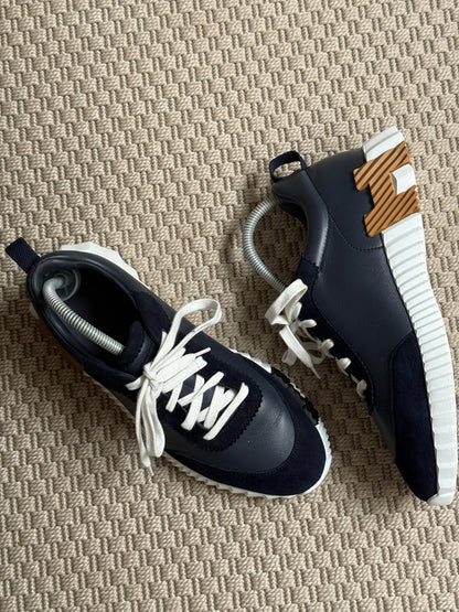 Hermes Navy Gold Bounce Trainers - 40/UK 6