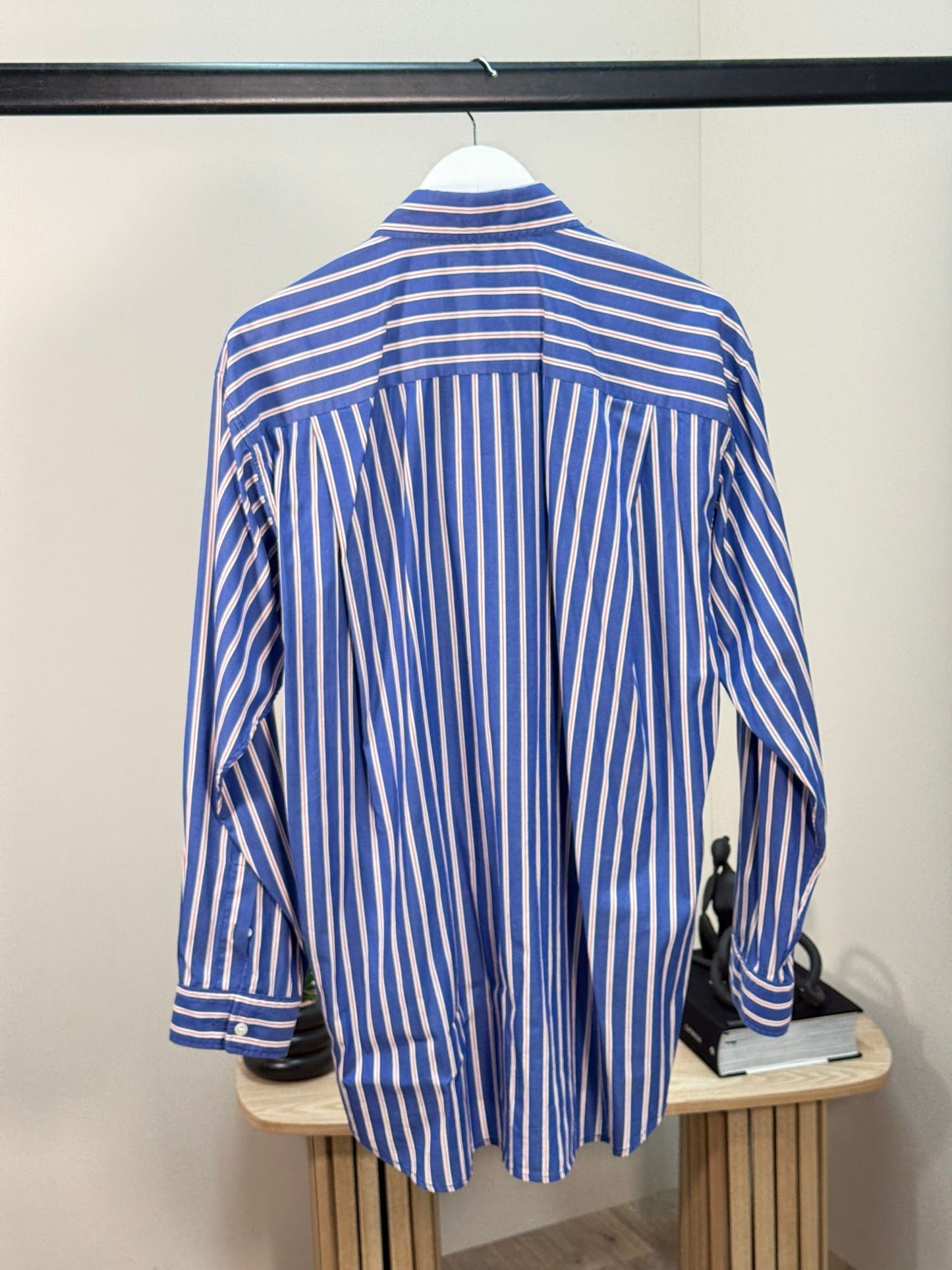 Balenciaga Dark Blue White Striped BB Logo Shirt - Size 36/S