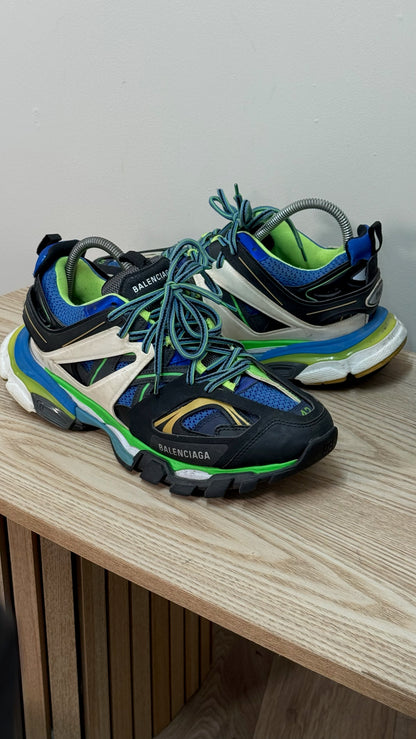 Balenciaga Black Green Blue Track Trainers - 42/uk8