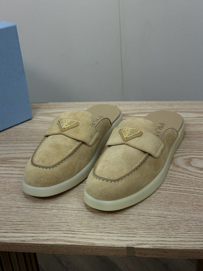 Prada Nude Suede Loafer Mules- Brand New In Box Uk 4.5