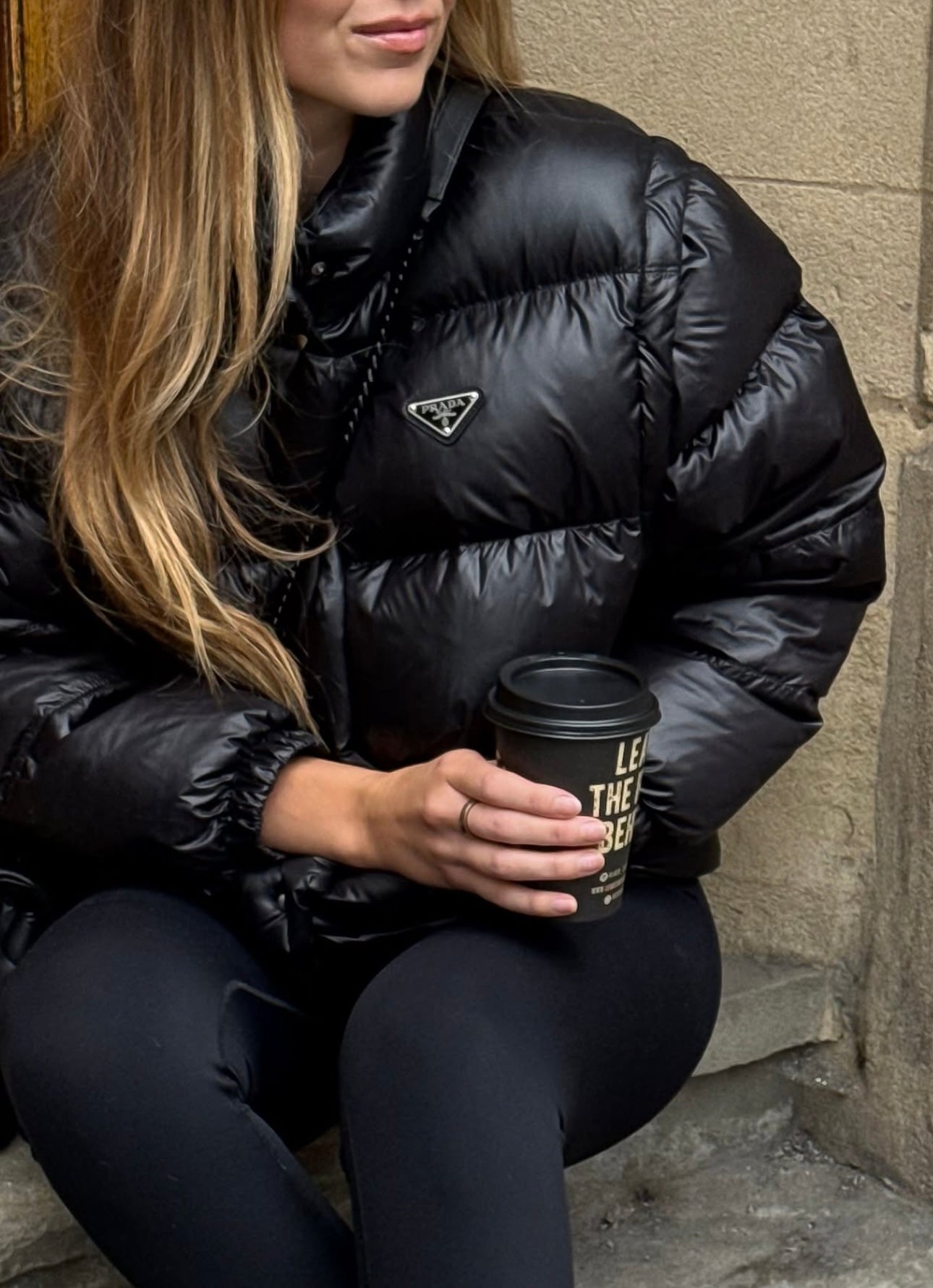 Prada  black re-nylon puffa coat - Small