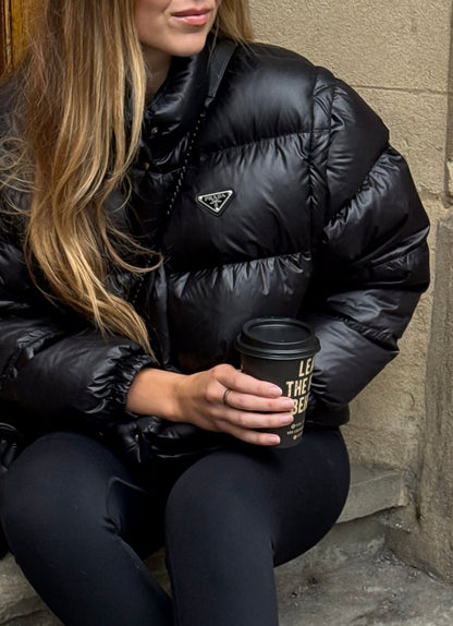 Prada  black re-nylon puffa coat - Small