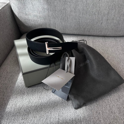 Tom Ford Black Leather TG 100cm Belt- Brand New In Box