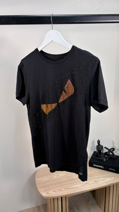 Fendi Black Crystal Bug Eye T-Shirt – UK Small