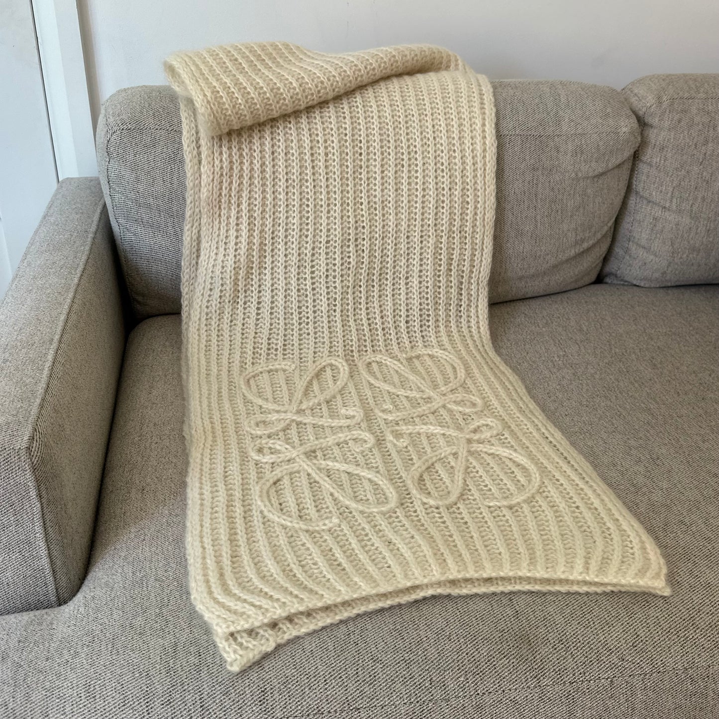 Loewe Cream Mohair Anagram Scarf