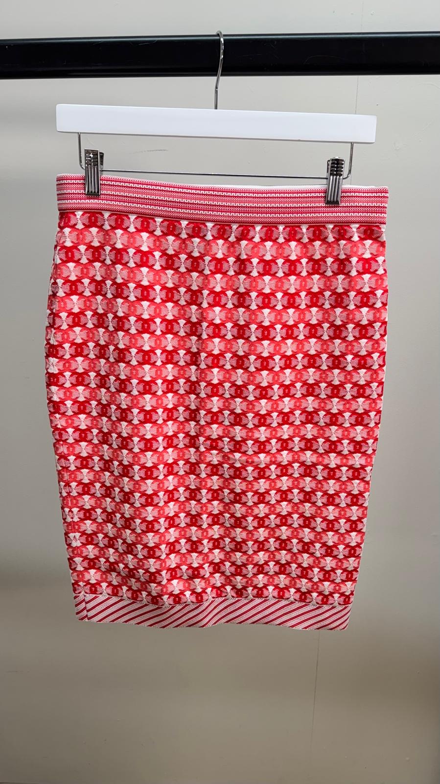 Chanel CC Logo Red Jacquard Skirt - New In Tags FR40 S/M