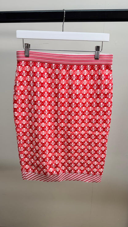 Chanel CC Logo Red Jacquard Skirt - New In Tags FR40 S/M