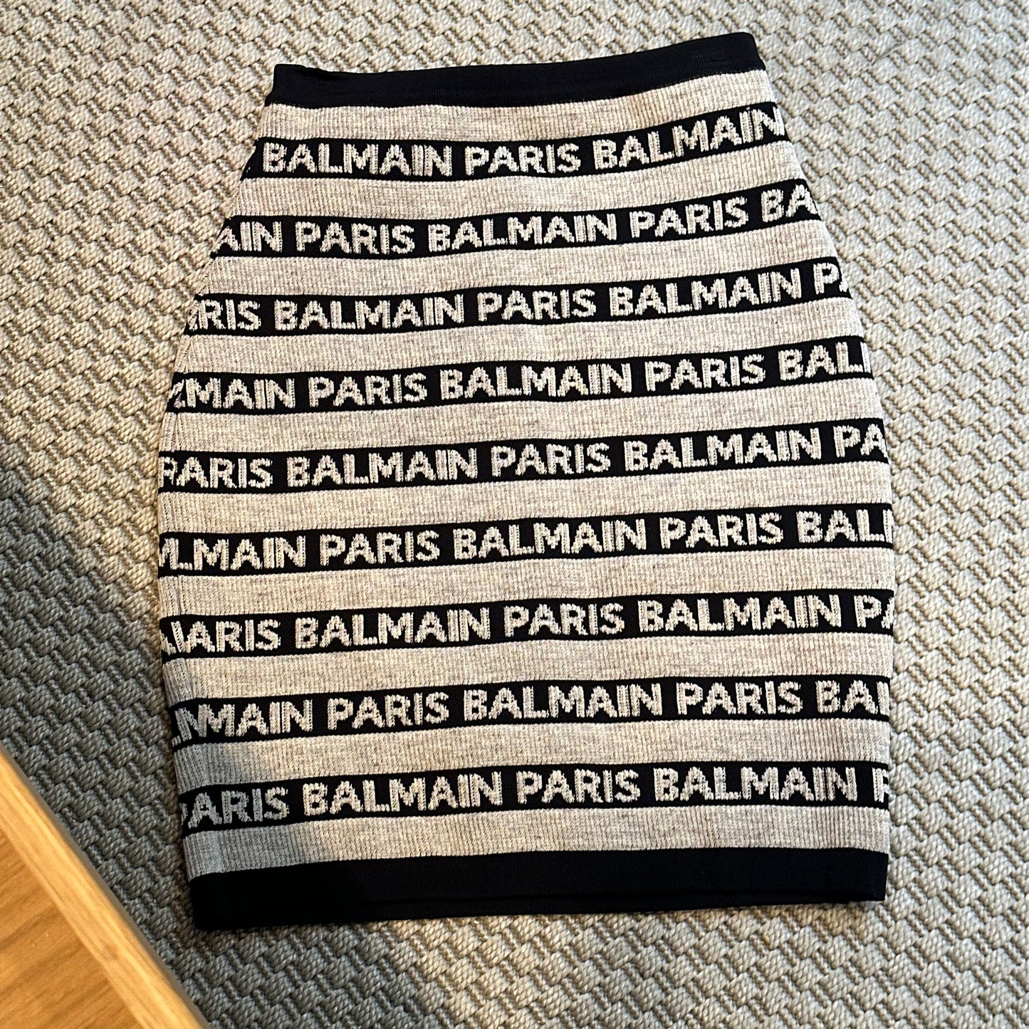 Balmain Beige & Black Multi Print Bandu Skirt - Small