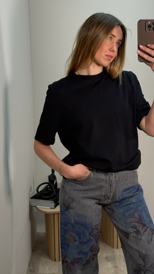 The Attico Black Join Us Upstairs Plain T-shirt - IT 38/S-M