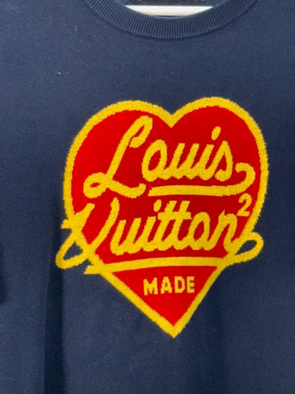 Louis Vuitton Louis Vuitton X Nigo Intarsia Jacquard Blue Heart Crewneck T-shirt - Medium