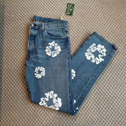 Denim Tears x Levi's Denim Wreath Print Straight Leg Jeans – New In Tags W38
