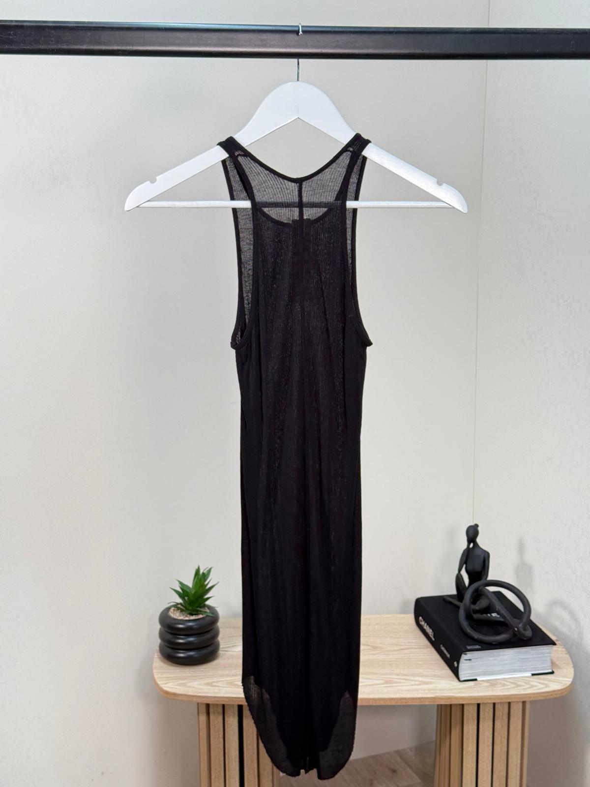 Rick Owens Black Sheer Ribbed Vest -40/M