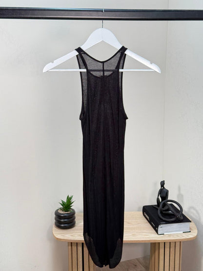 Rick Owens Black Sheer Ribbed Vest -40/M