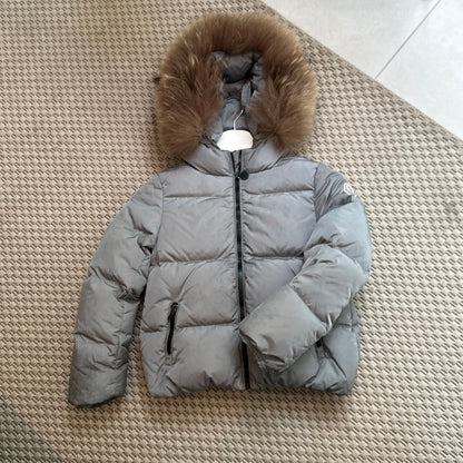 Kids Moncler Grey Padded Fur Trim - Age 8