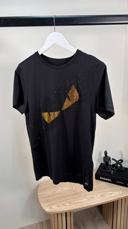 Fendi Black Crystal Bug Eye T-Shirt – UK Small