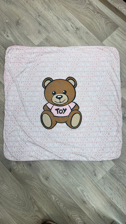 Kids Moschino Baby Hooded Blanket Pink – One Size