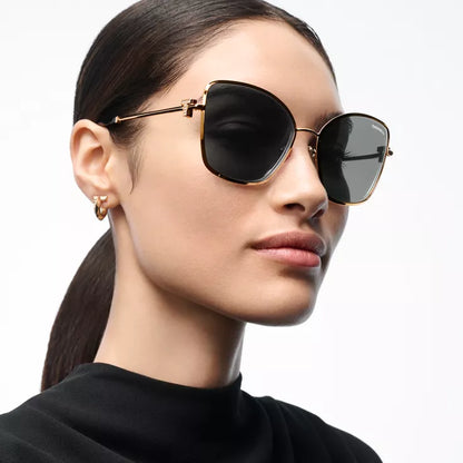 Tiffany & Co Pale Gold Metal With Grey Gradient Butterfly Lenses T Logo Sunglasses – 58mm Lens
