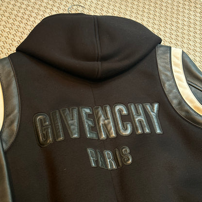 Givenchy Leather Sleve Neoprene Hooded Bomber Jacket - Small