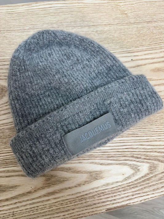 Jacquemus Grey Ribbed Le Bonnet Gros Beanie Hat