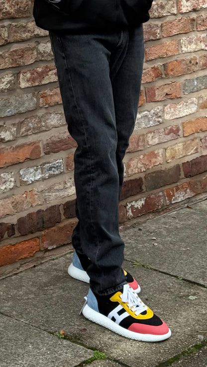 Hermes Black Multi Colour Crew Trainers- UK 10