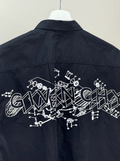 Givenchy Black Schematic Graphic Sports Shirt - 39