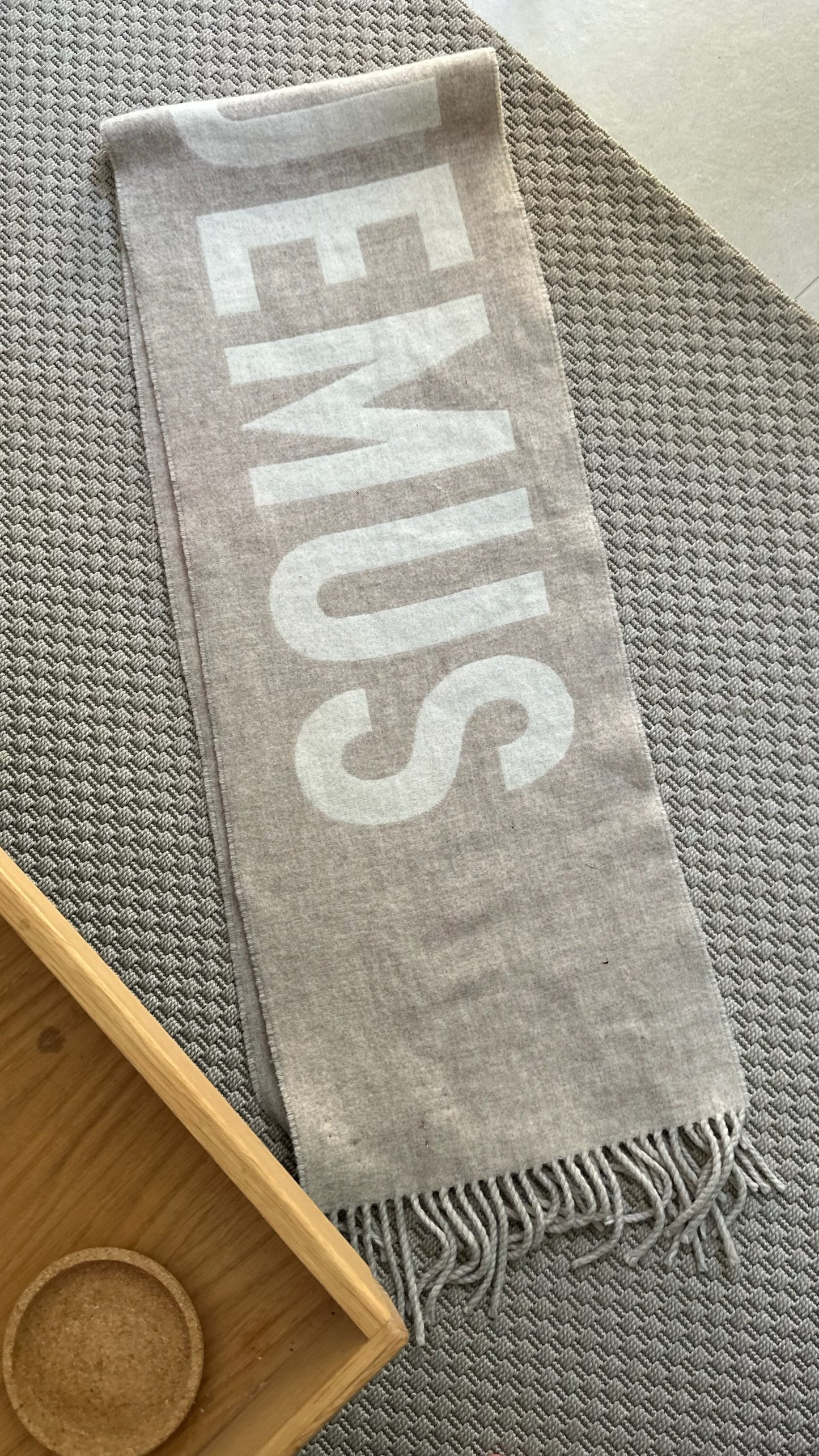 Jacquemus Beige Virgin Wool Logo Scarf – One Size