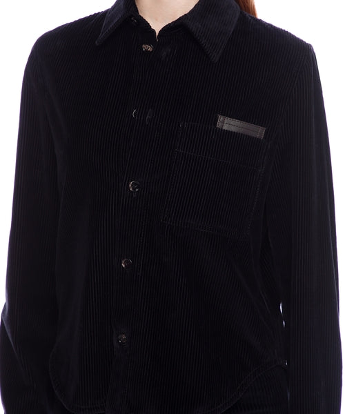 Bottega Veneta Black Ribbed Leather Trimmed Cotton Corduroy Overshirt Jacket - 40/M