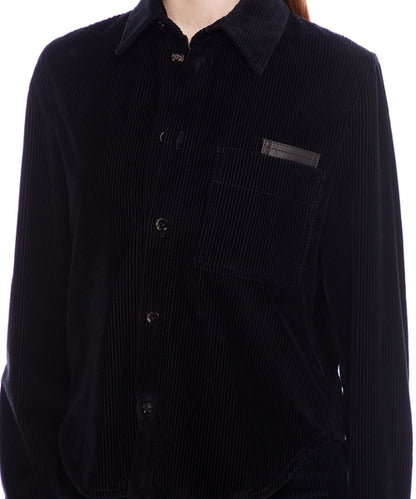 Bottega Veneta Black Ribbed Leather Trimmed Cotton Corduroy Overshirt Jacket - 40/M