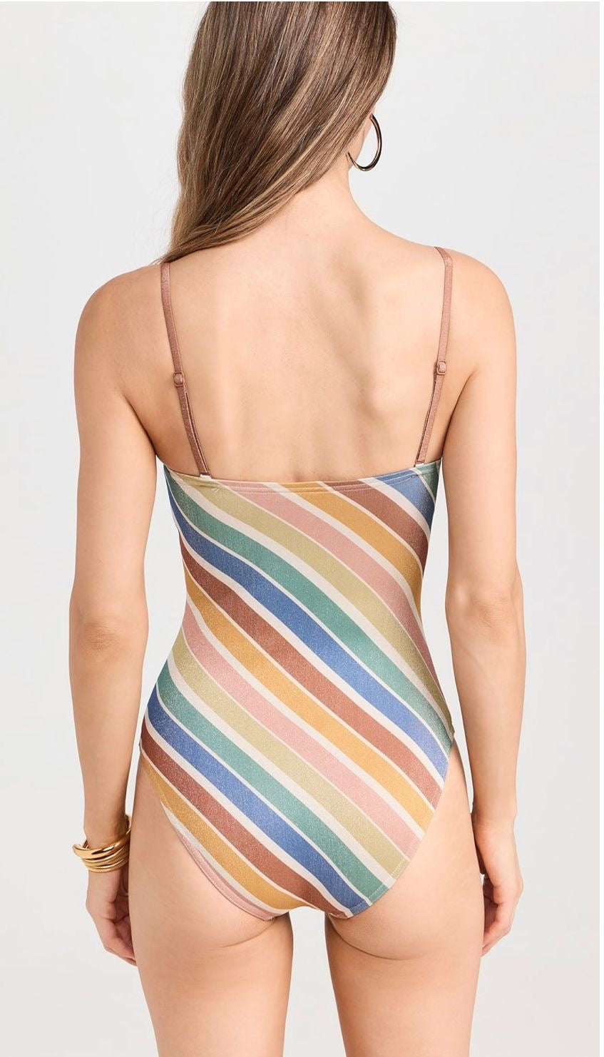 Zimmerman Everly Metallic Stripe Bandu Swimsuit, Brand New - UK 10. Small fitting so suited for UK 8