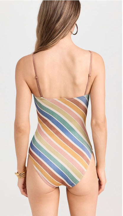 Zimmerman Everly Metallic Stripe Bandu Swimsuit, Brand New - UK 10. Small fitting so suited for UK 8