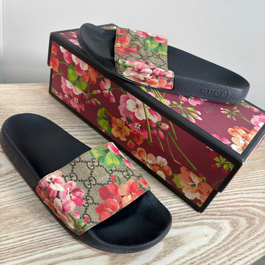 Gucci GG Bloom Supreme Floral Sliders – EU 38 / UK 5