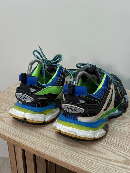Balenciaga Black Green Blue Track Trainers - 42/uk8