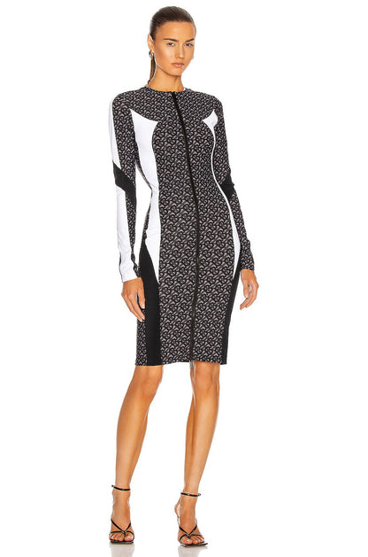 Burberry Burberry Zip Adaline Monogram Logo Dress- XS