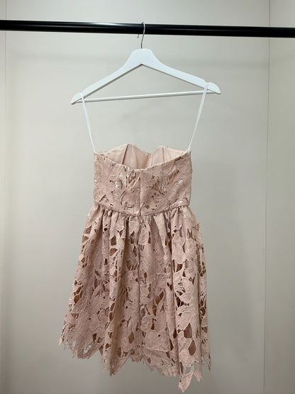 Michael Costello x Revolve Dress Pink Lace Strapless Mini Dress in tags-XS