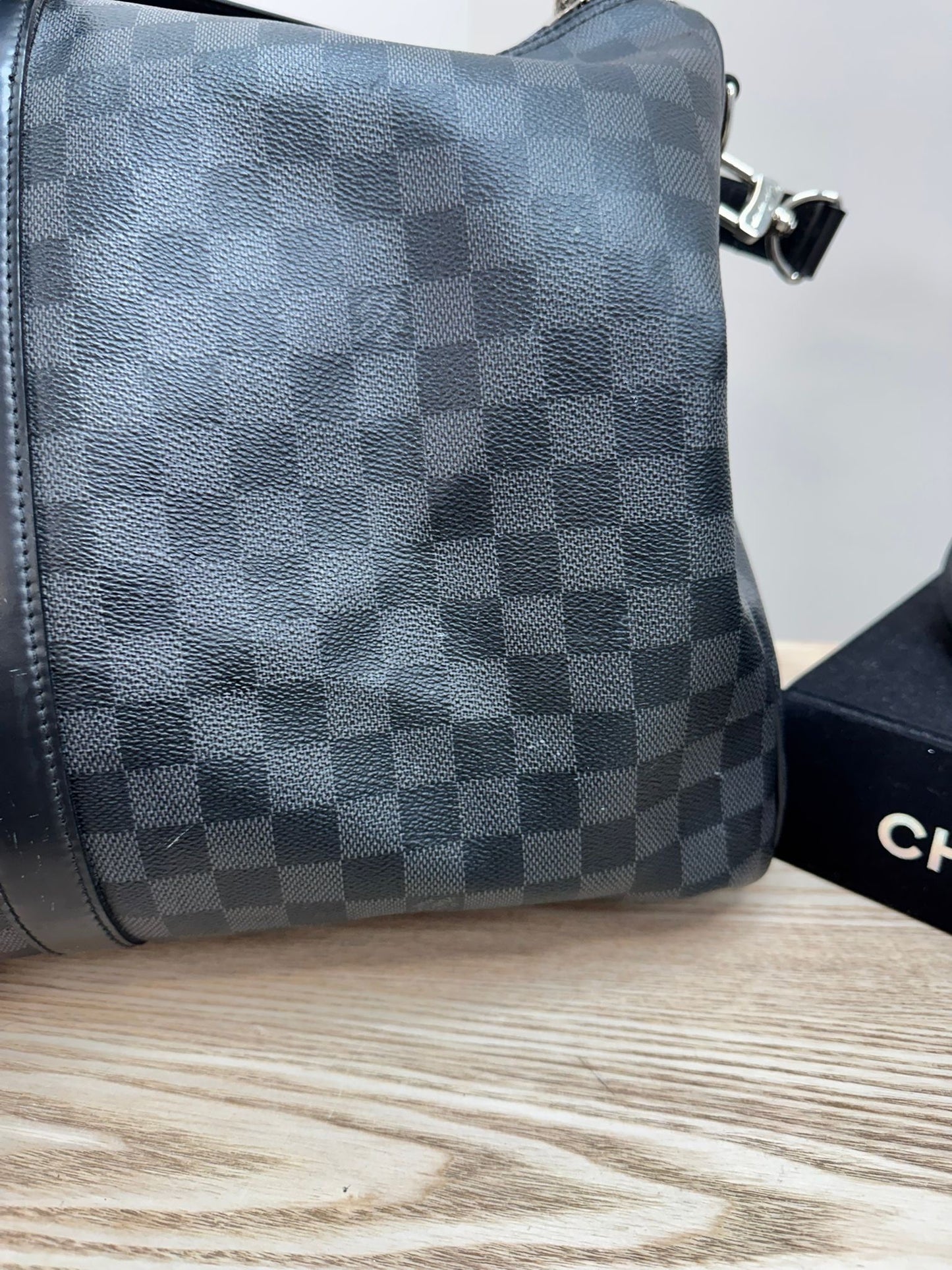 Louis Vuitton Black Damier Graphite Canvas Keepall Travel Bag – 55